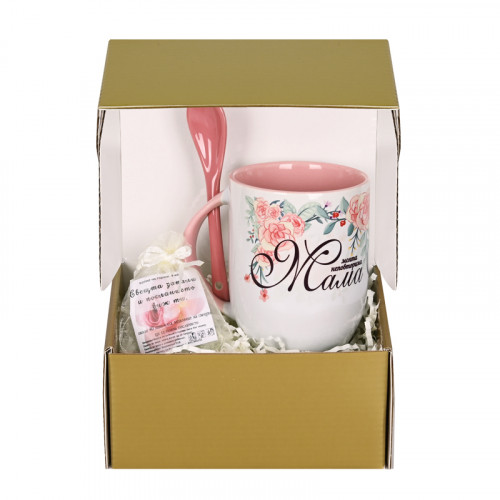 Подаръчен комплект "Мама" с чаша, лъжичка и чаена свещ