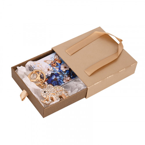 Луксозен метален ключодържател и огледало "Пеперуда" в подаръчна кутия