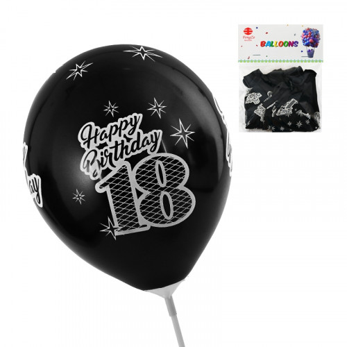 Балони "Happy Birthday 18" /10 броя/