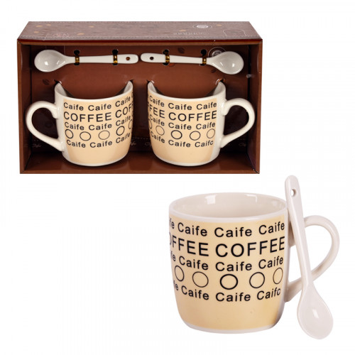 Комплект "COFFEE" две чаши с лъжички /керамика/