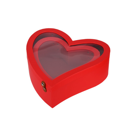 Подаръчни кутии "Сърце" /2 в 1/ с кожена дръжка и прозрачен капак